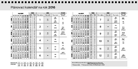 Plánovací kalendář pro rok 2016
