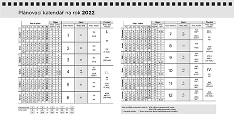 Plánovací kalendář pro rok 2022