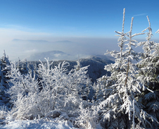 prosinec 2015 / leden 2016: Pohled na Skalku a Stolovou horu © Foto: Hana Zbořilová
